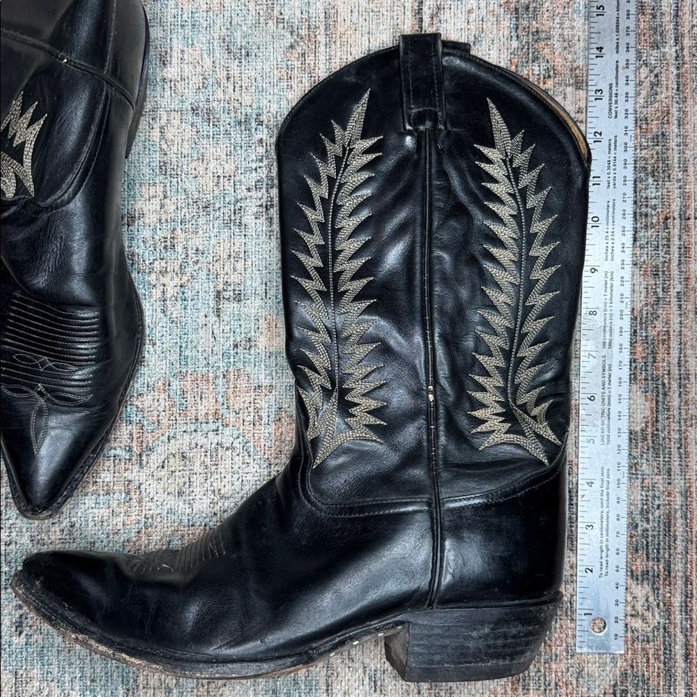 Tony Lama 6924 Men’s Black Leather Boots Vintage Western Cowboy Pointed Toe 11D - Picture 17 of 17